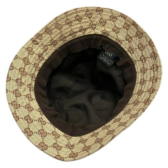 GUCCI Beige Dark Brown Multi Polyester Cotton Polyurethane Polyamide Hat - Picture 4 of 7